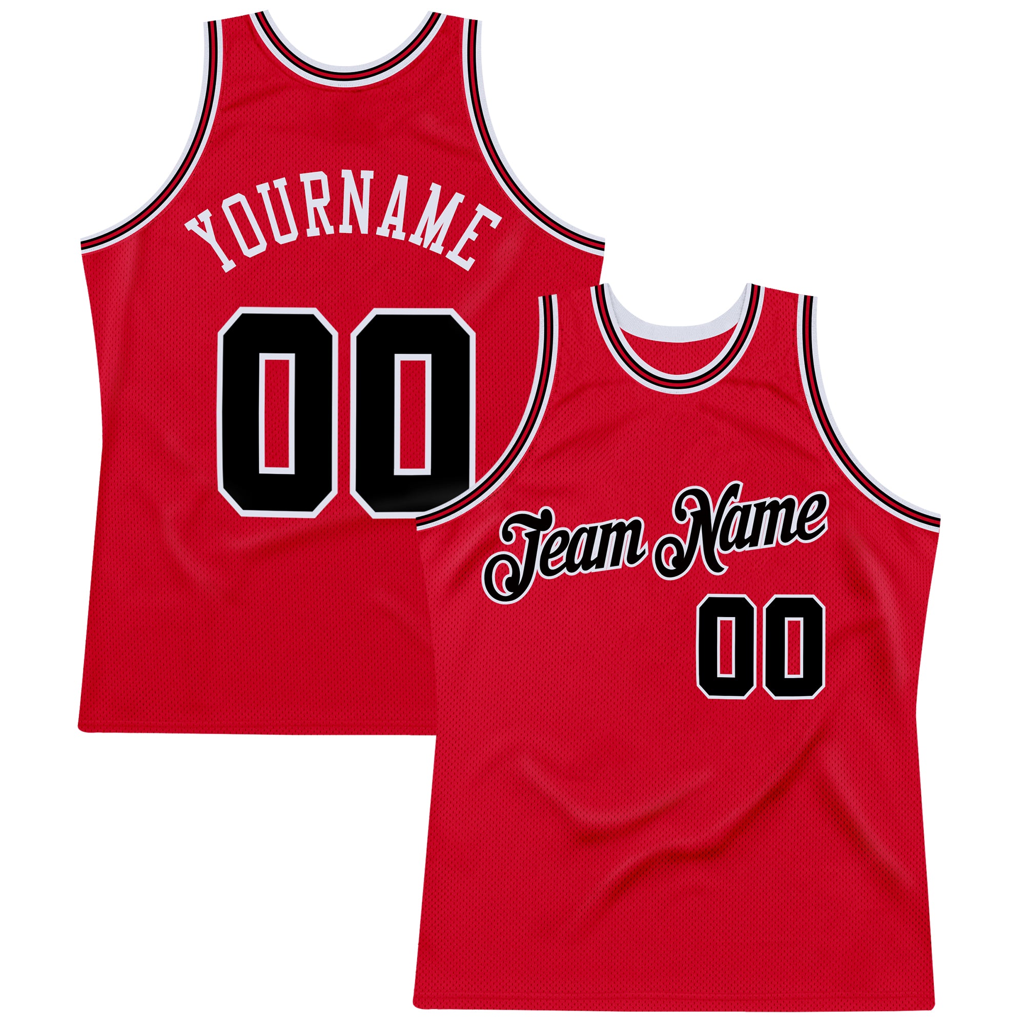 Custom Team Red Basketball Black Red Rib-Knit Jersey Discount - FansIdea