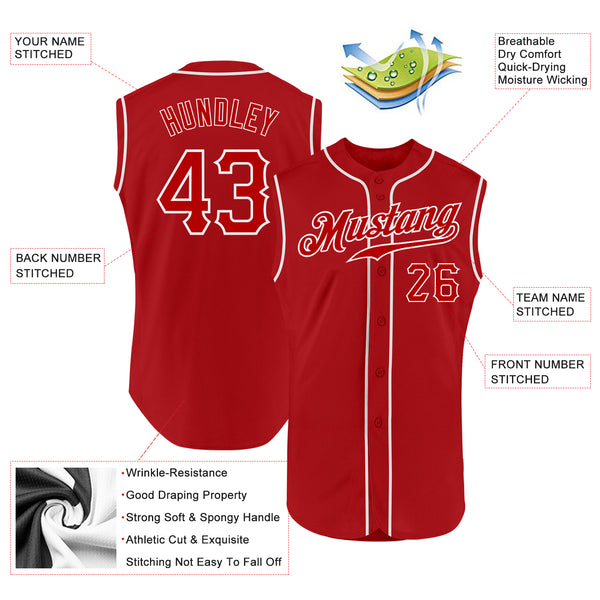 Custom Red Red-White Authentic Sleeveless Baseball Jersey Discount ...