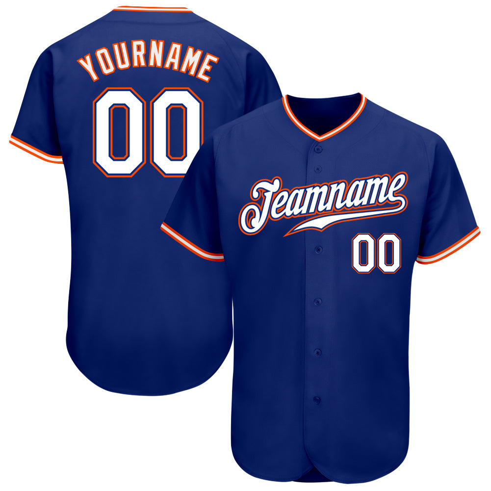 Custom Royal White-Orange Authentic Baseball Jersey Discount - FansIdea