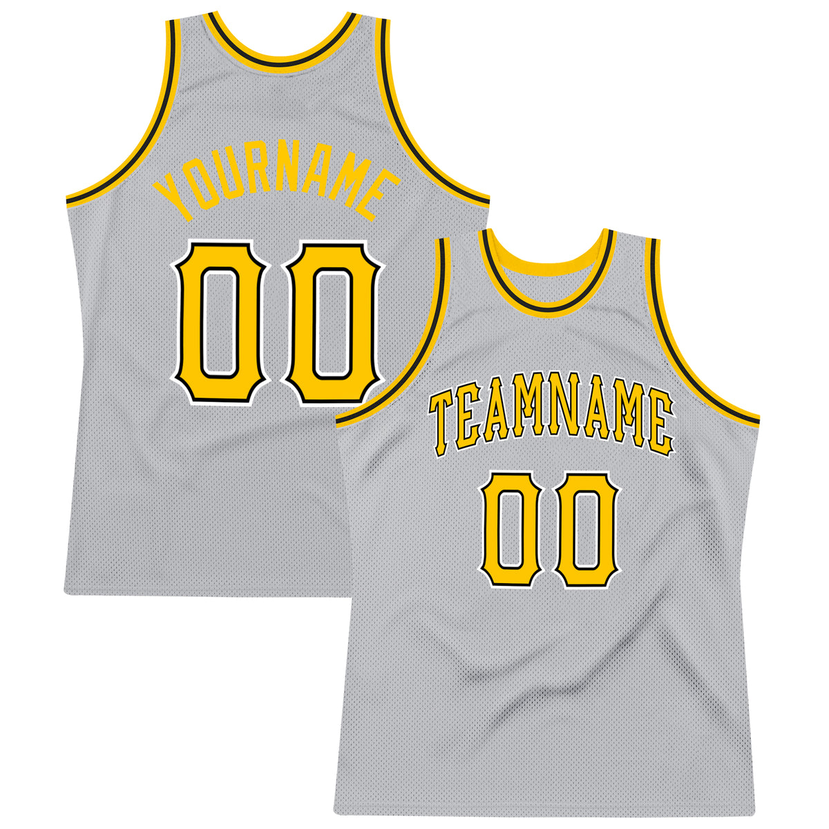 Custom Team Black Basketball Gold Silver Gray Rib-Knit Jersey Discount ...