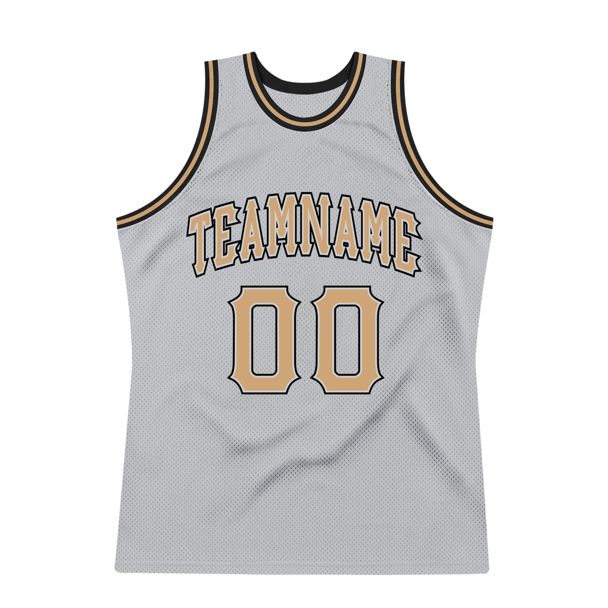 Custom Team Black Basketball Old Gold Gray Rib-Knit Jersey Discount ...