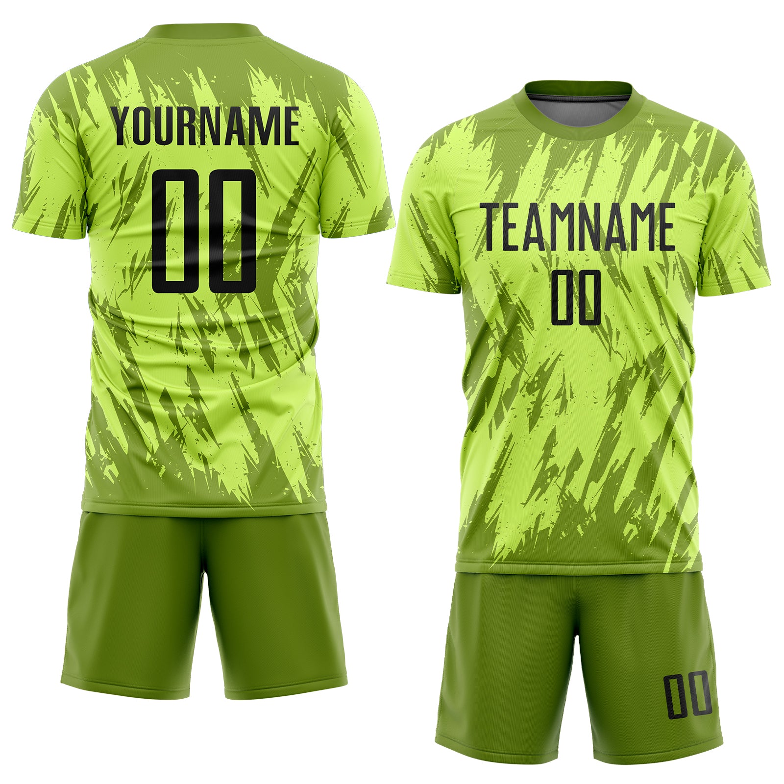 Custom Neon Green Black-Olive Sublimation Soccer Uniform Jersey ...