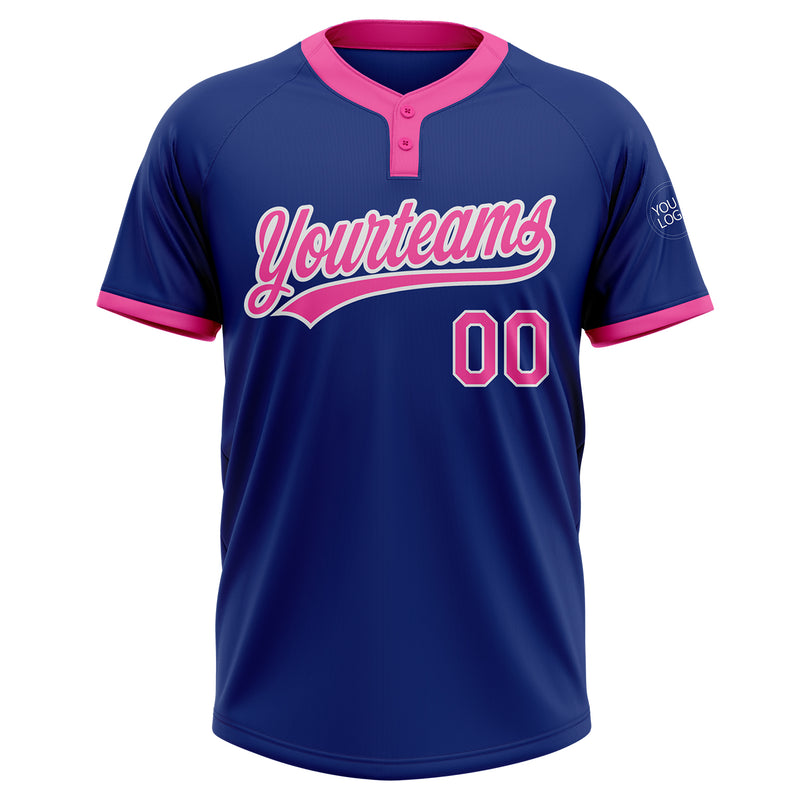 Custom Royal Pink-White Two-Button Unisex Softball Jersey Discount ...