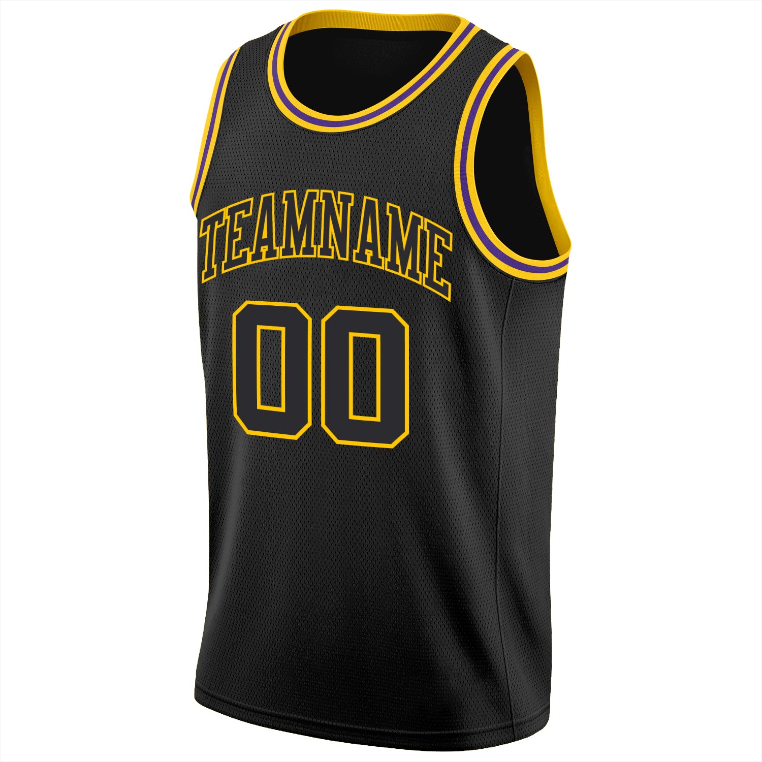 Custom Team Gold Basketball Black Black Rib-Knit Jersey Discount - FansIdea