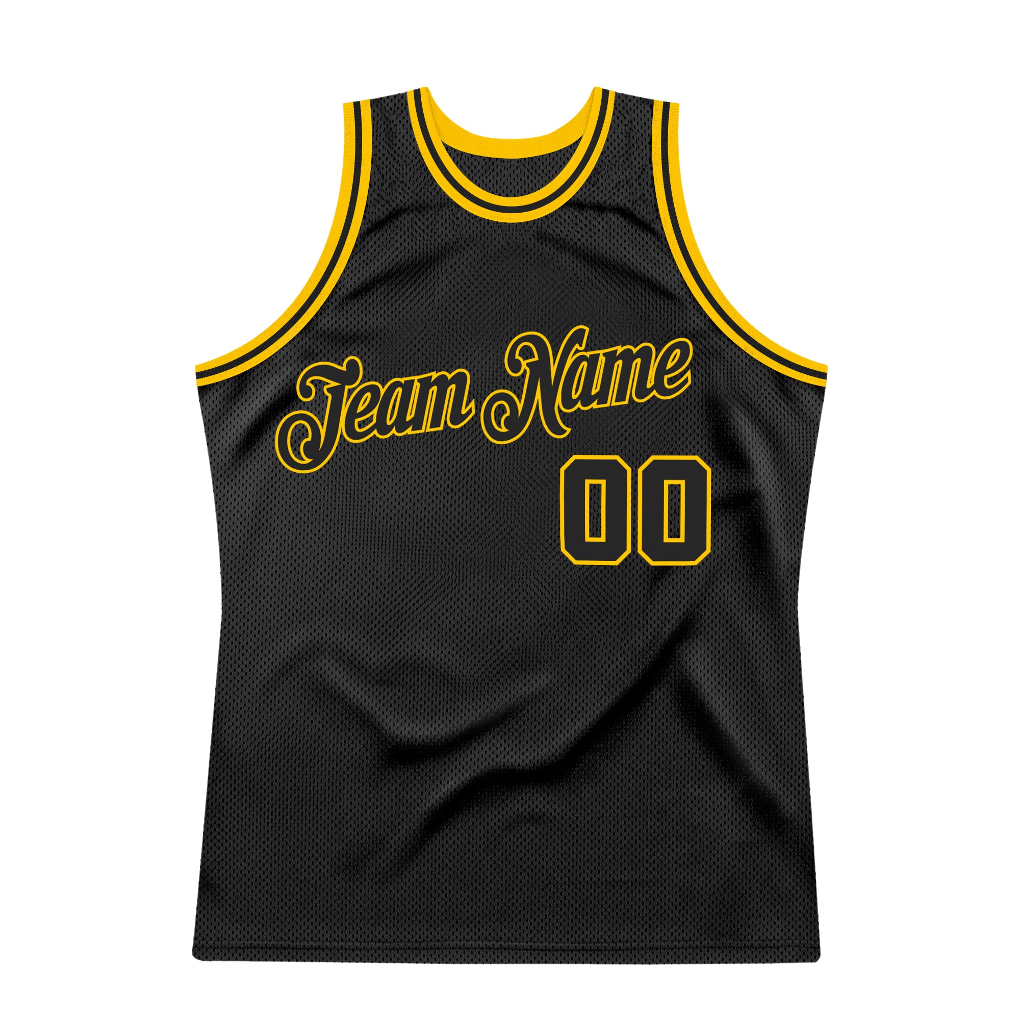 Custom Team Gold Basketball Black Black Rib-Knit Jersey Discount - FansIdea