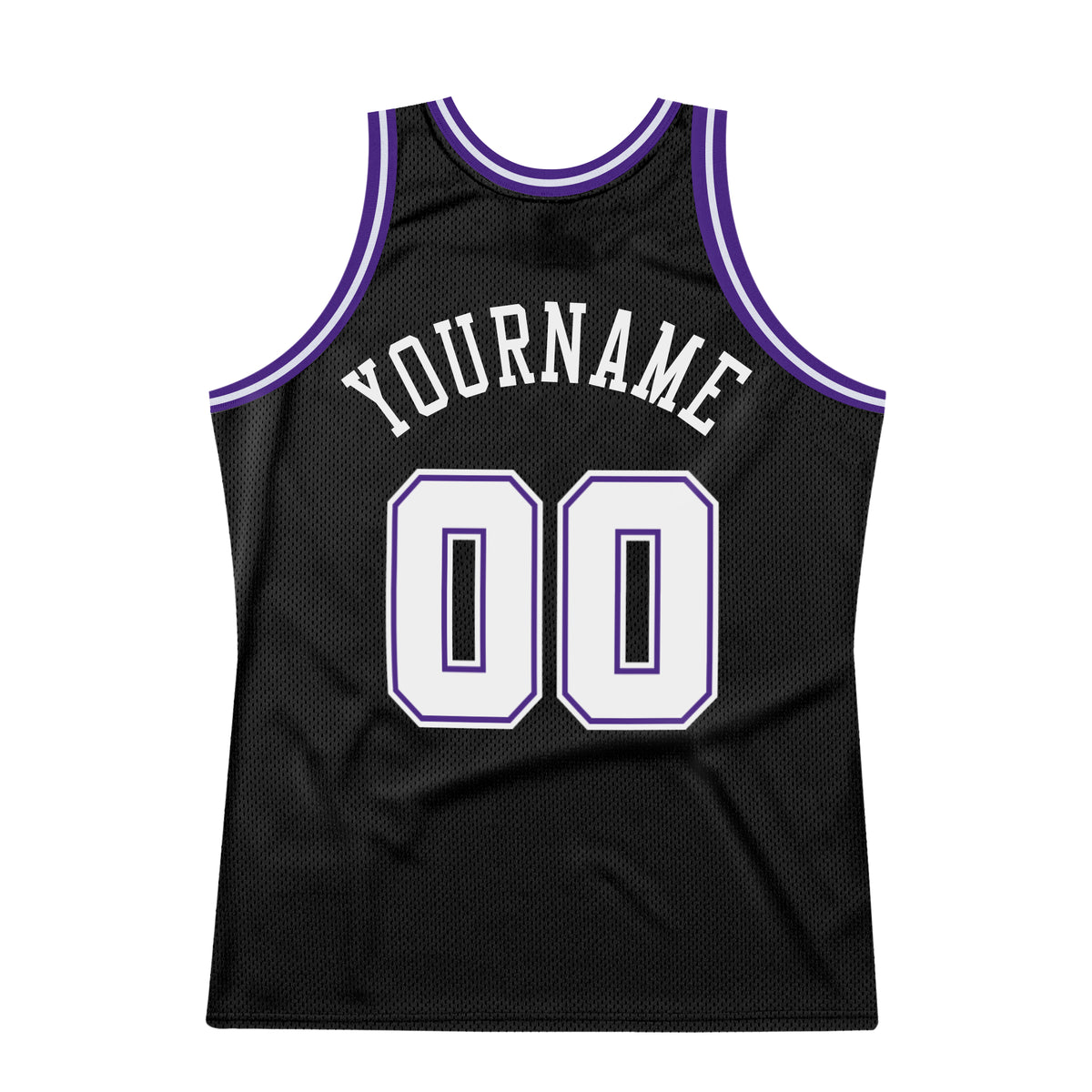 Custom Team Purple Basketball White Authentic Black Throwback Jersey ...