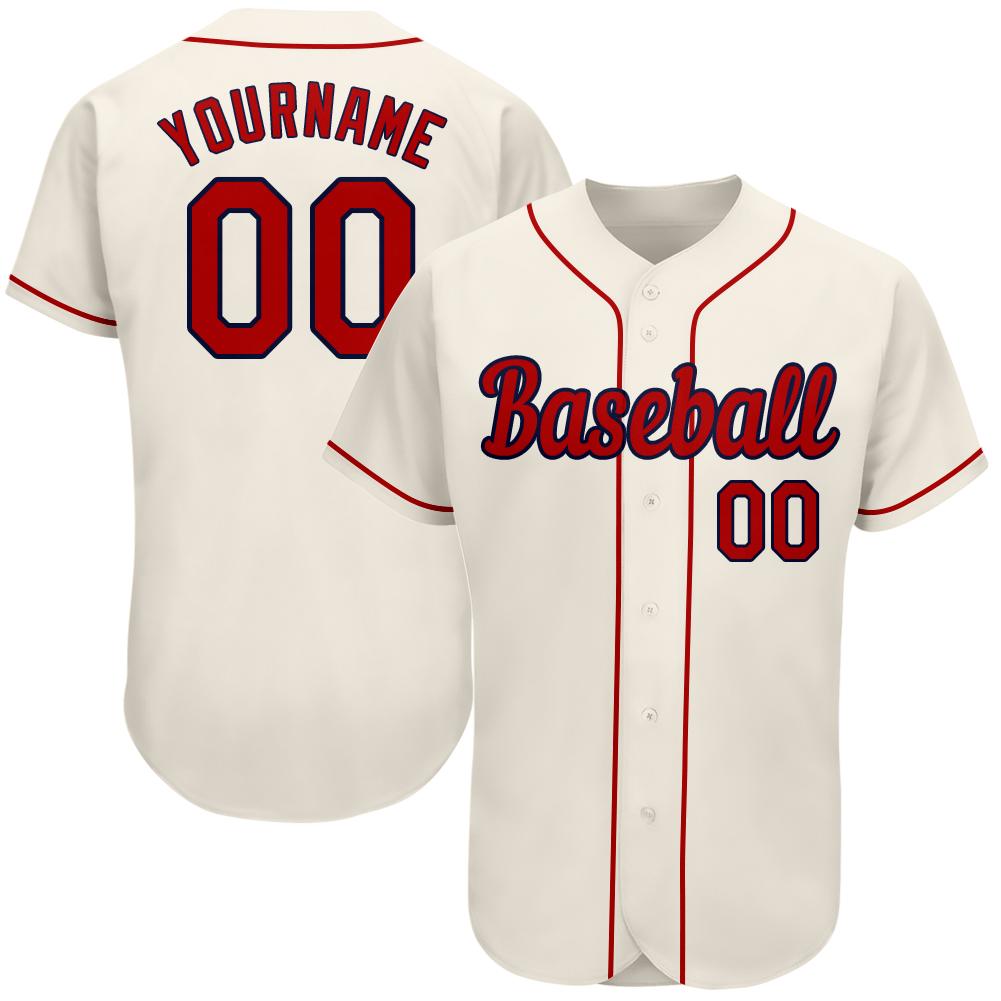 Custom Cream Red-Navy Authentic Baseball Jersey – FansIdea