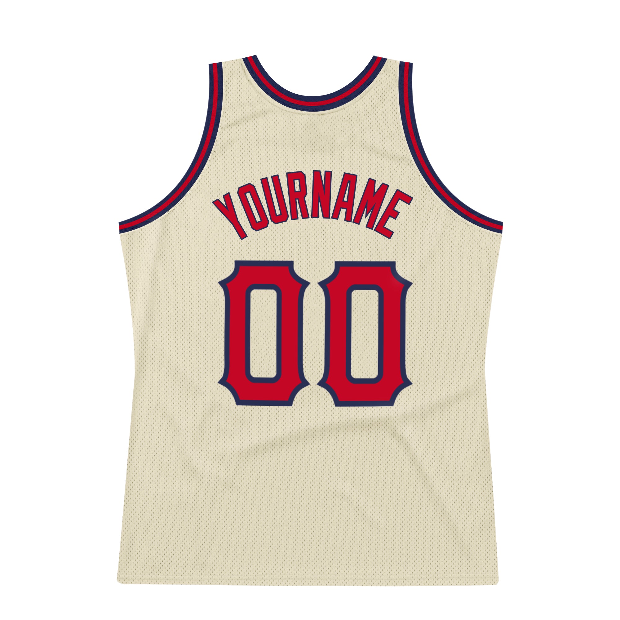 Custom Team Navy Basketball Red Authentic Cream Throwback Jersey ...