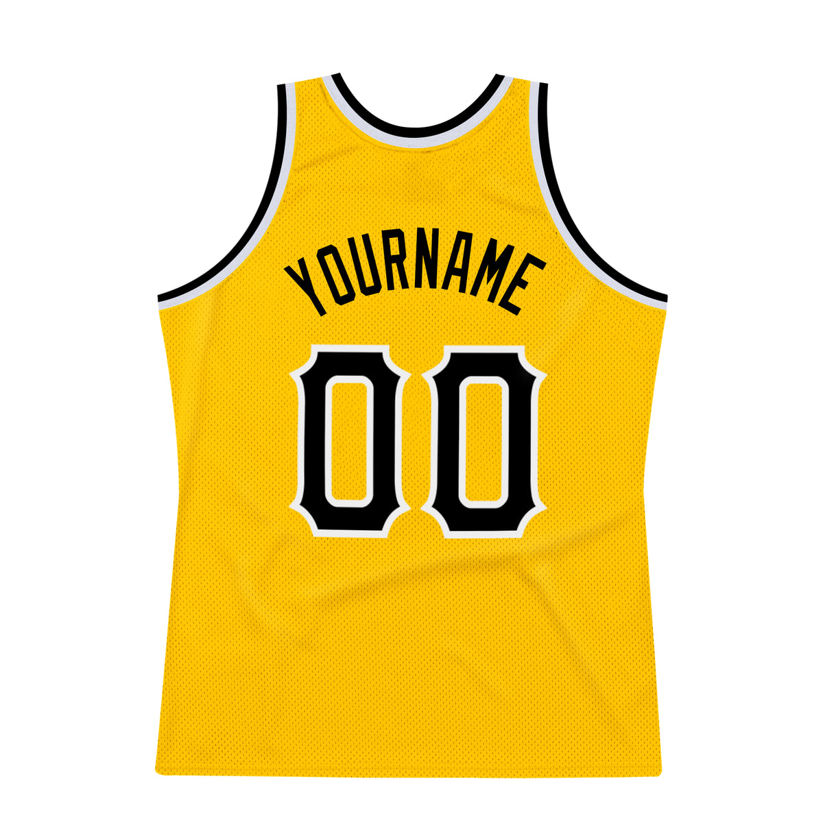 Custom Team White Basketball Black Authentic Gold Throwback Jersey ...