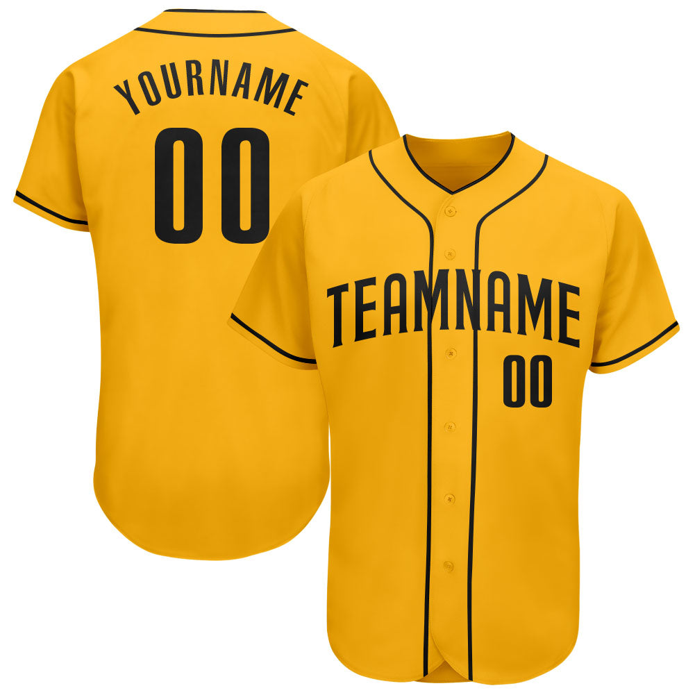 Custom Gold Black Authentic Baseball Jersey Discount FansIdea