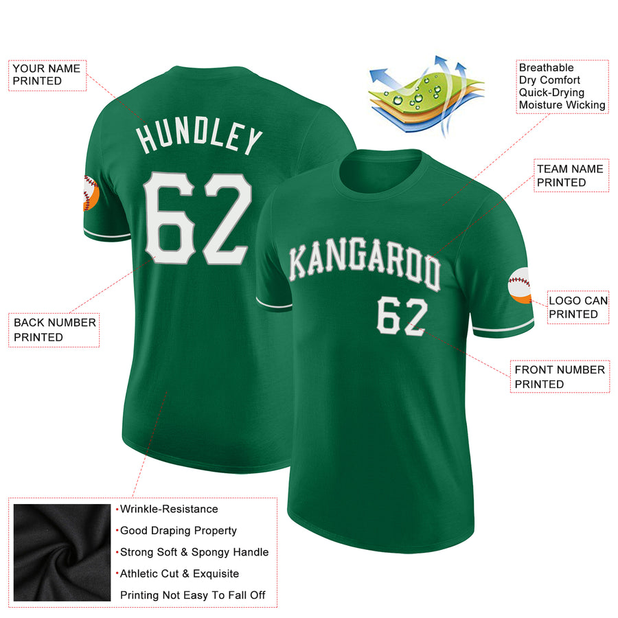 Custom Baseball Kelly Green T-shirts - No Minimum Custom Baseball Kelly ...
