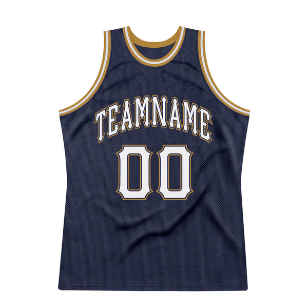 Custom Team Old Gold Basketball White Navy Rib-Knit Jersey Discount ...