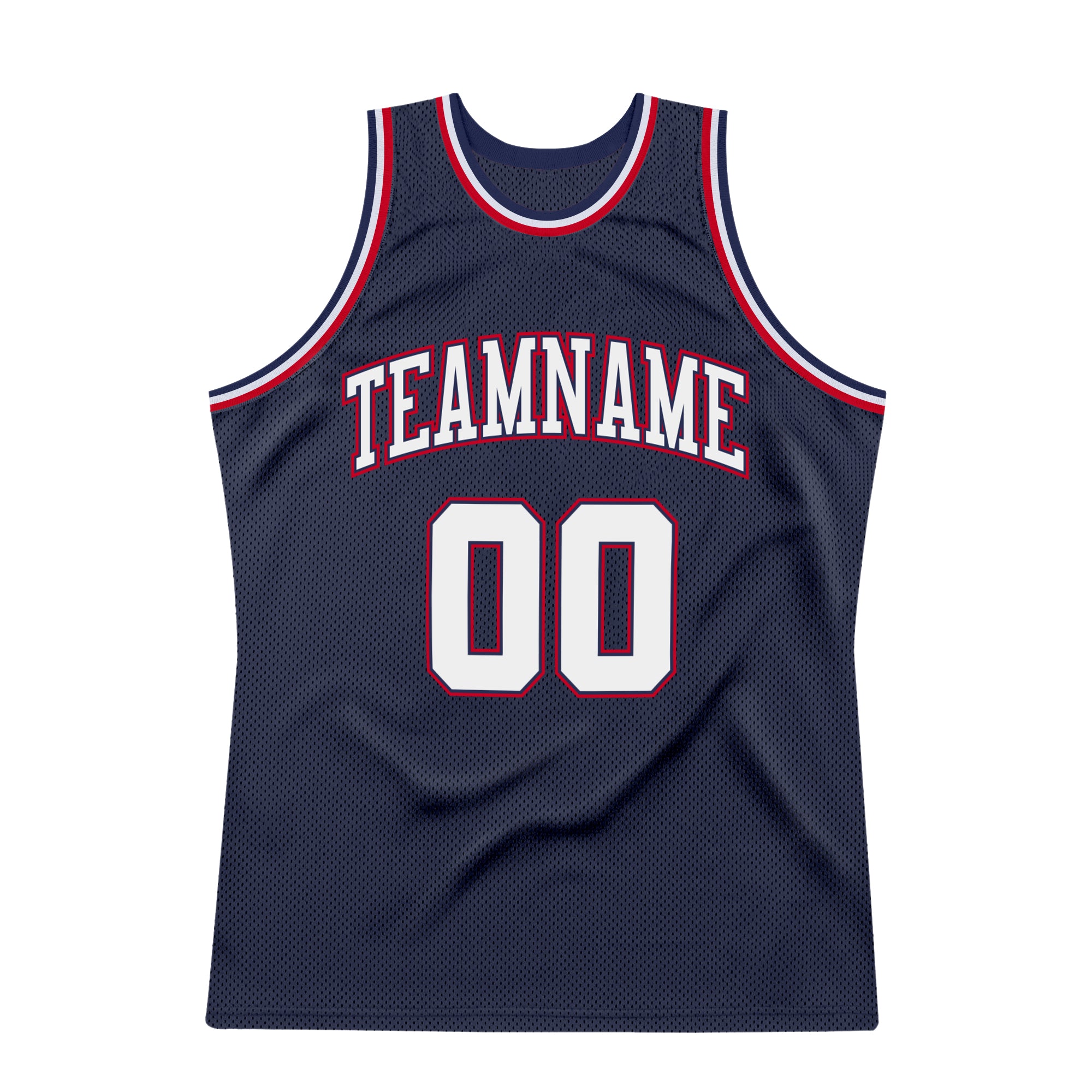 Custom Team Red Basketball White Authentic Navy Throwback Jersey ...