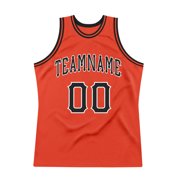 Custom Team White Basketball Black Authentic Orange Throwback Jersey ...