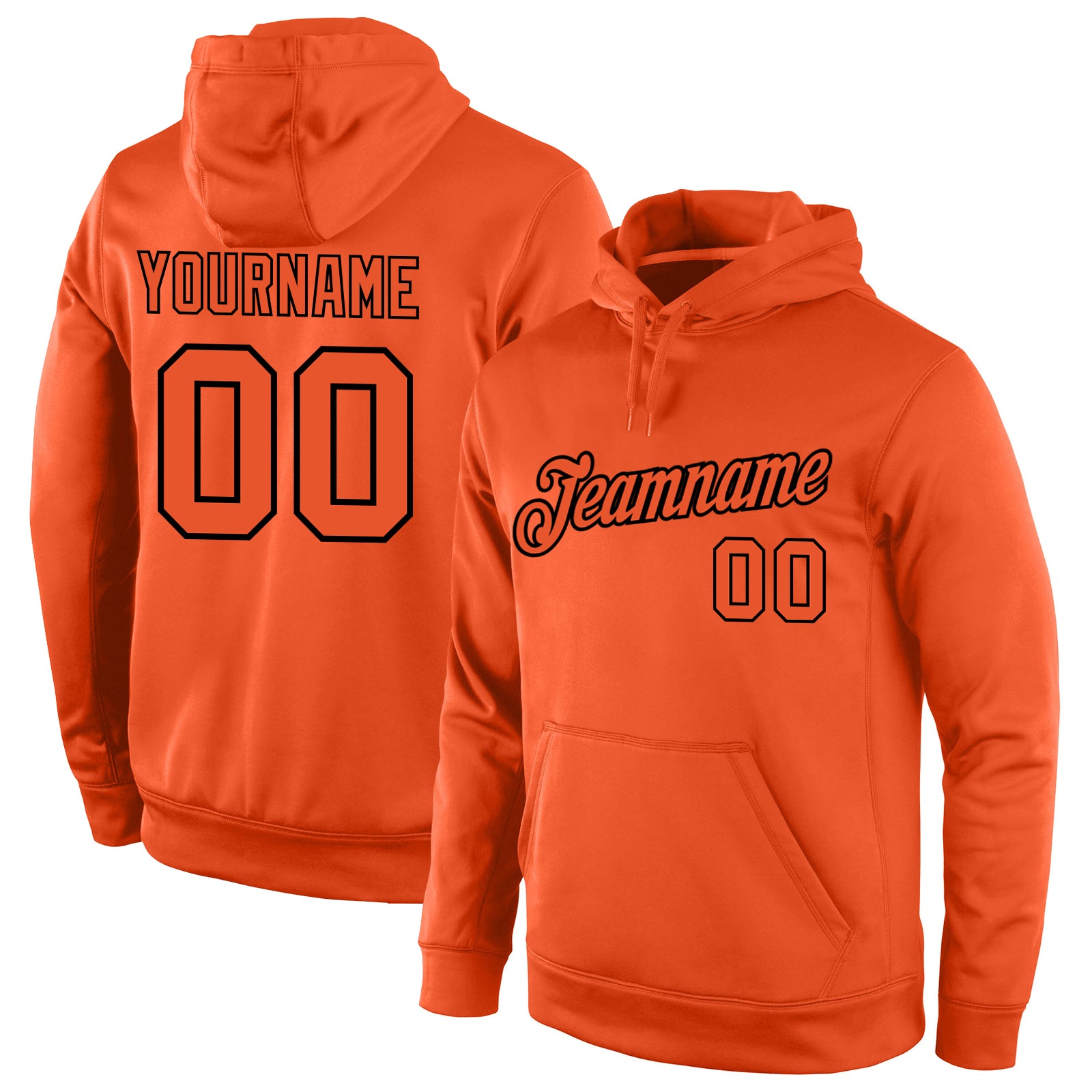 Custom Stitched Orange Orange-Black Sports Pullover Sweatshirt Hoodie ...