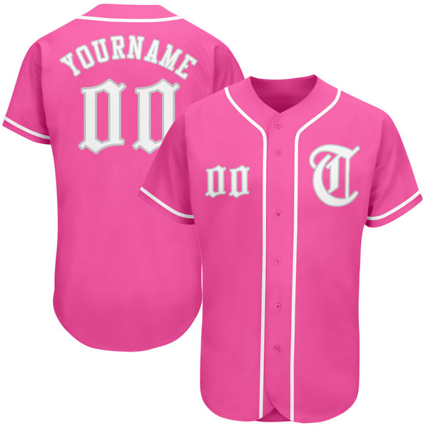 Custom Team Gray Baseball White Authentic Pink Jersey Discount - FansIdea