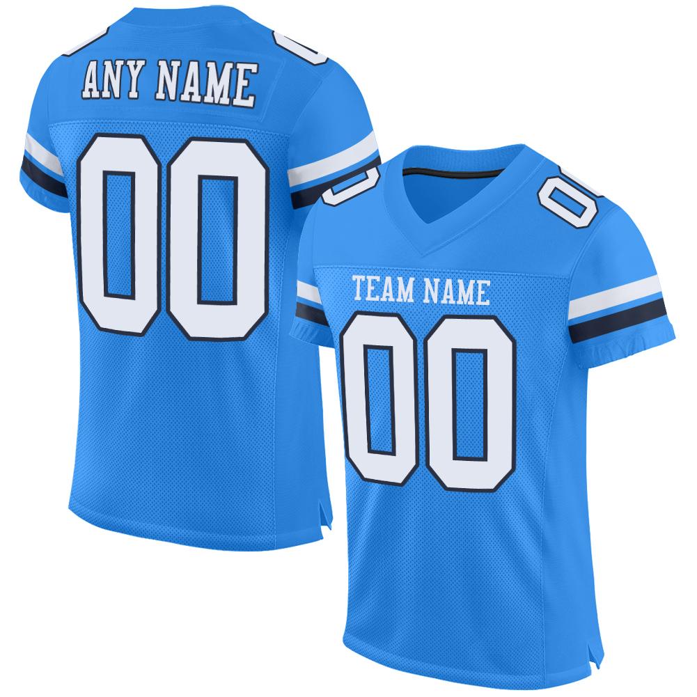 Custom Powder Blue White-Navy Mesh Authentic Football Jersey Football ...