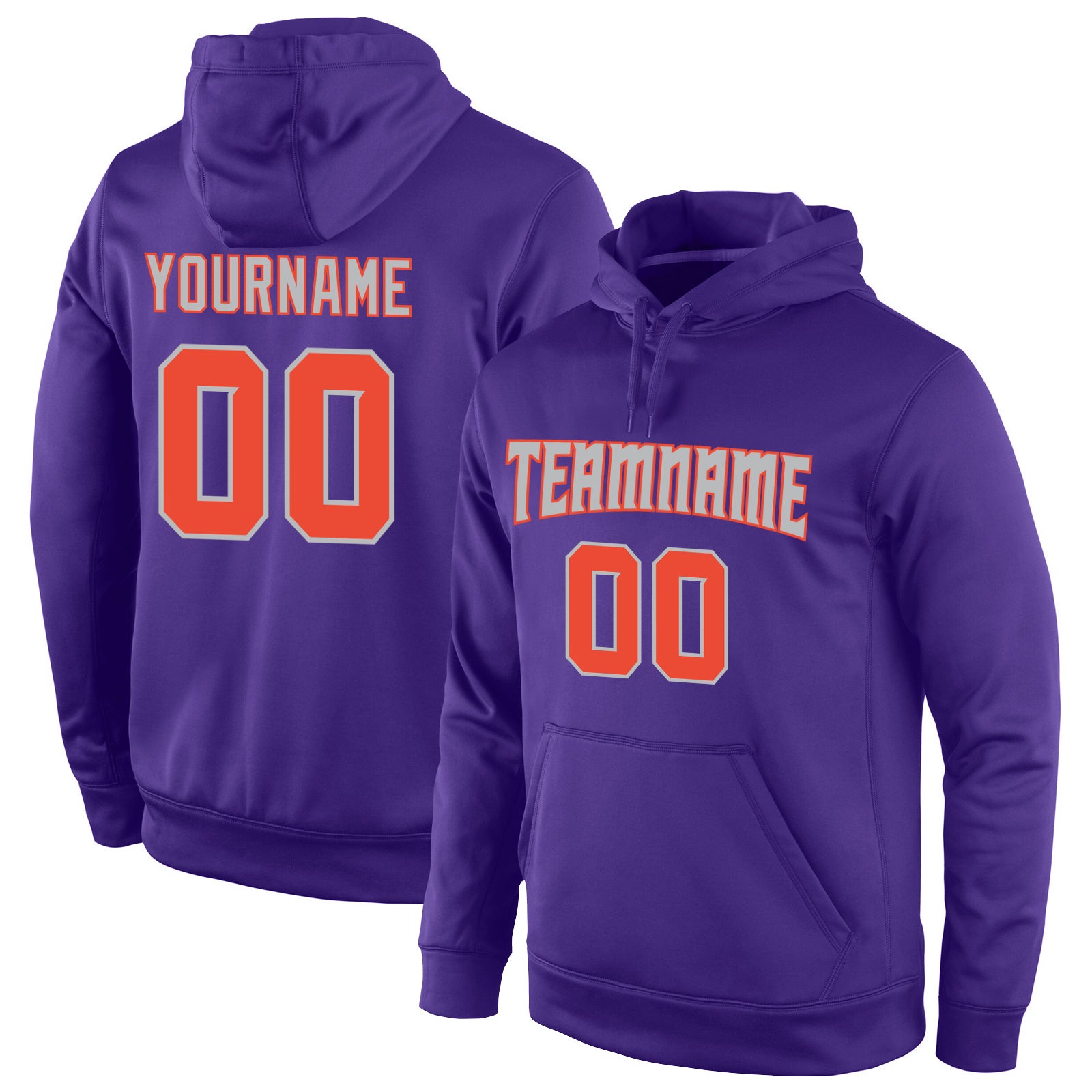 Custom Team Gray Hoodie Orange Purple Hoodies Discount - FansIdea