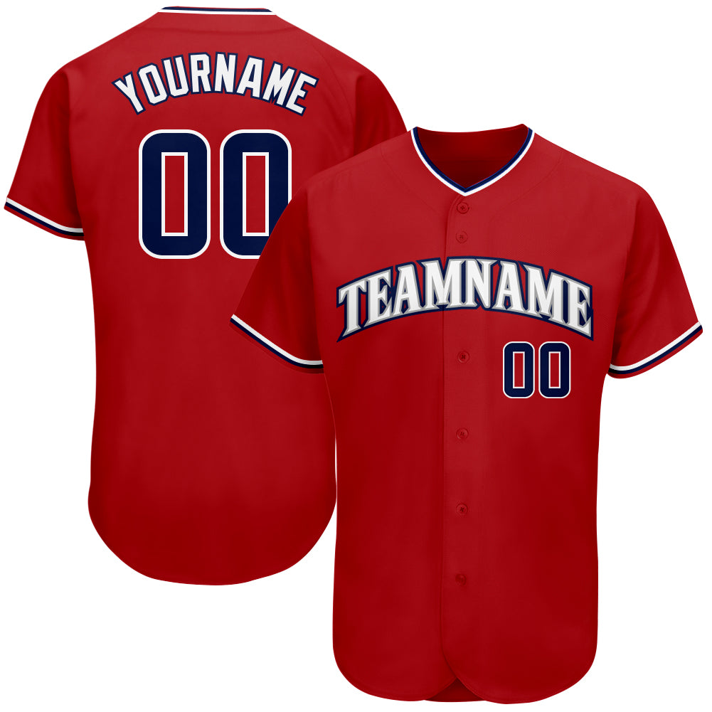 Custom Team White Baseball Navy Authentic Red Jersey Discount - FansIdea