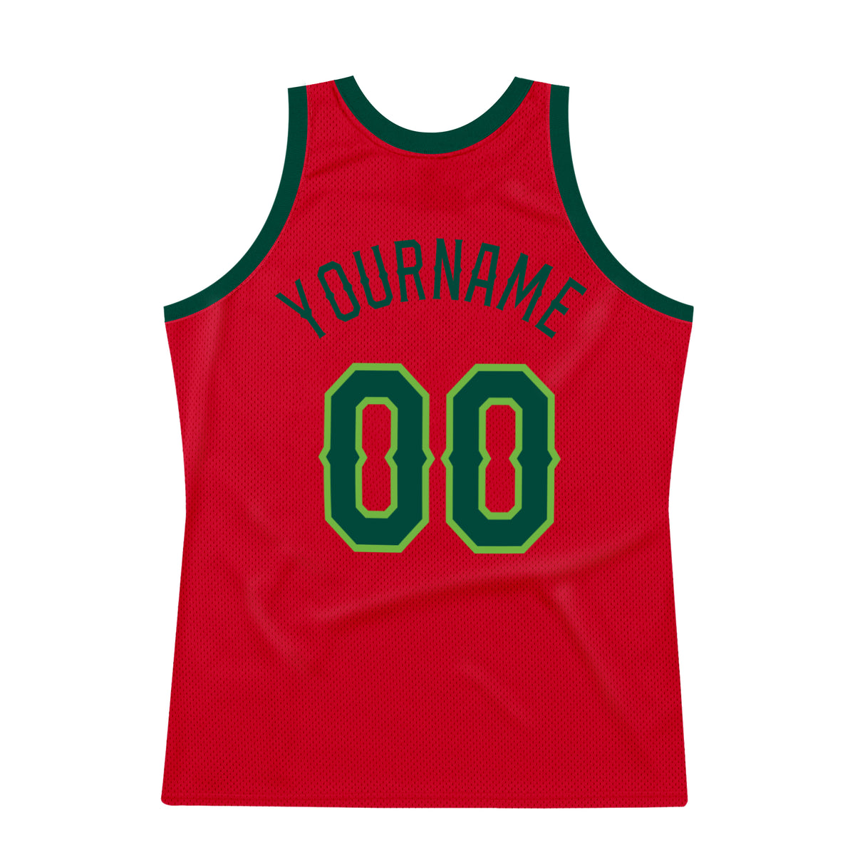 Custom Team Neon Green Basketball Hunter Green Authentic Red Throwback ...