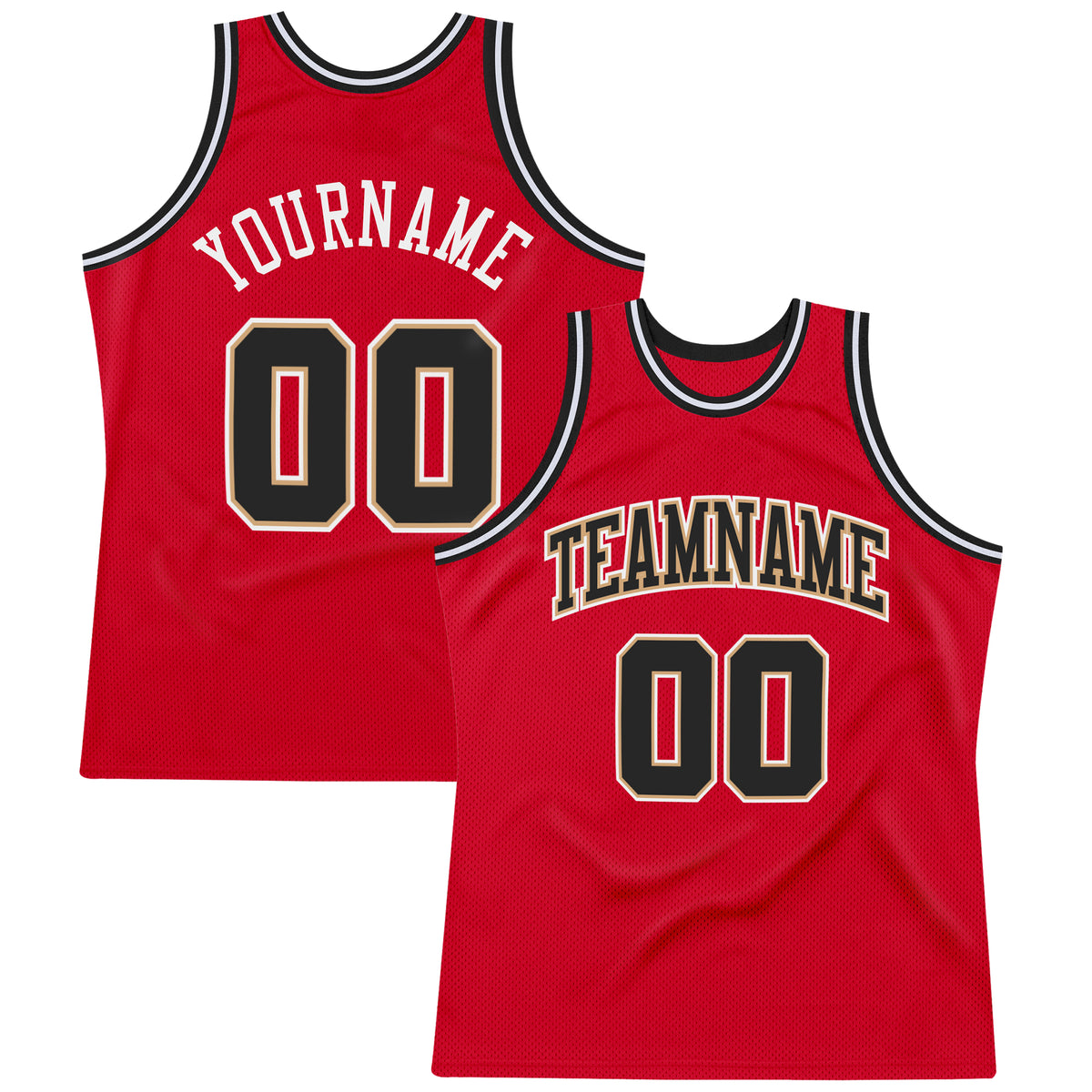 Custom Team White Basketball Black Authentic Red Throwback Jersey ...