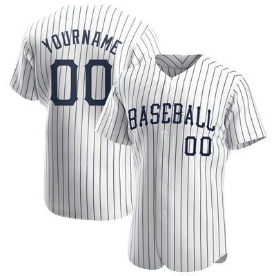 Custom Team Baseball Navy Authentic White Navy Strip Jersey Discount ...