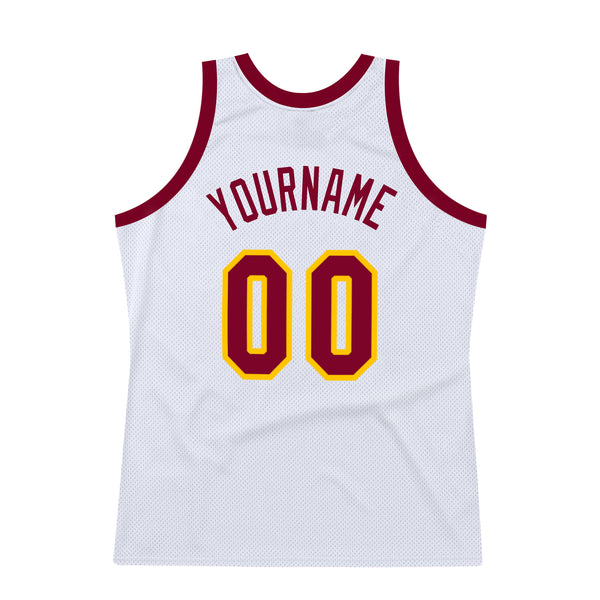 Custom Team Gold Basketball Maroon White Rib-Knit Jersey Discount ...