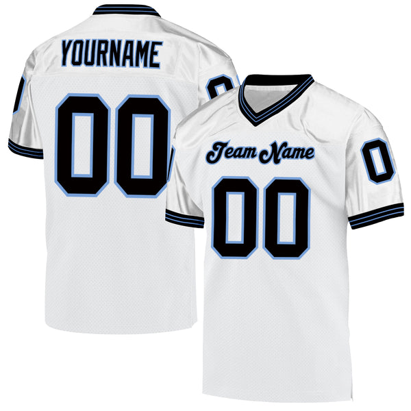 Custom White Black-Light Blue Mesh Authentic Throwback Football Jersey ...