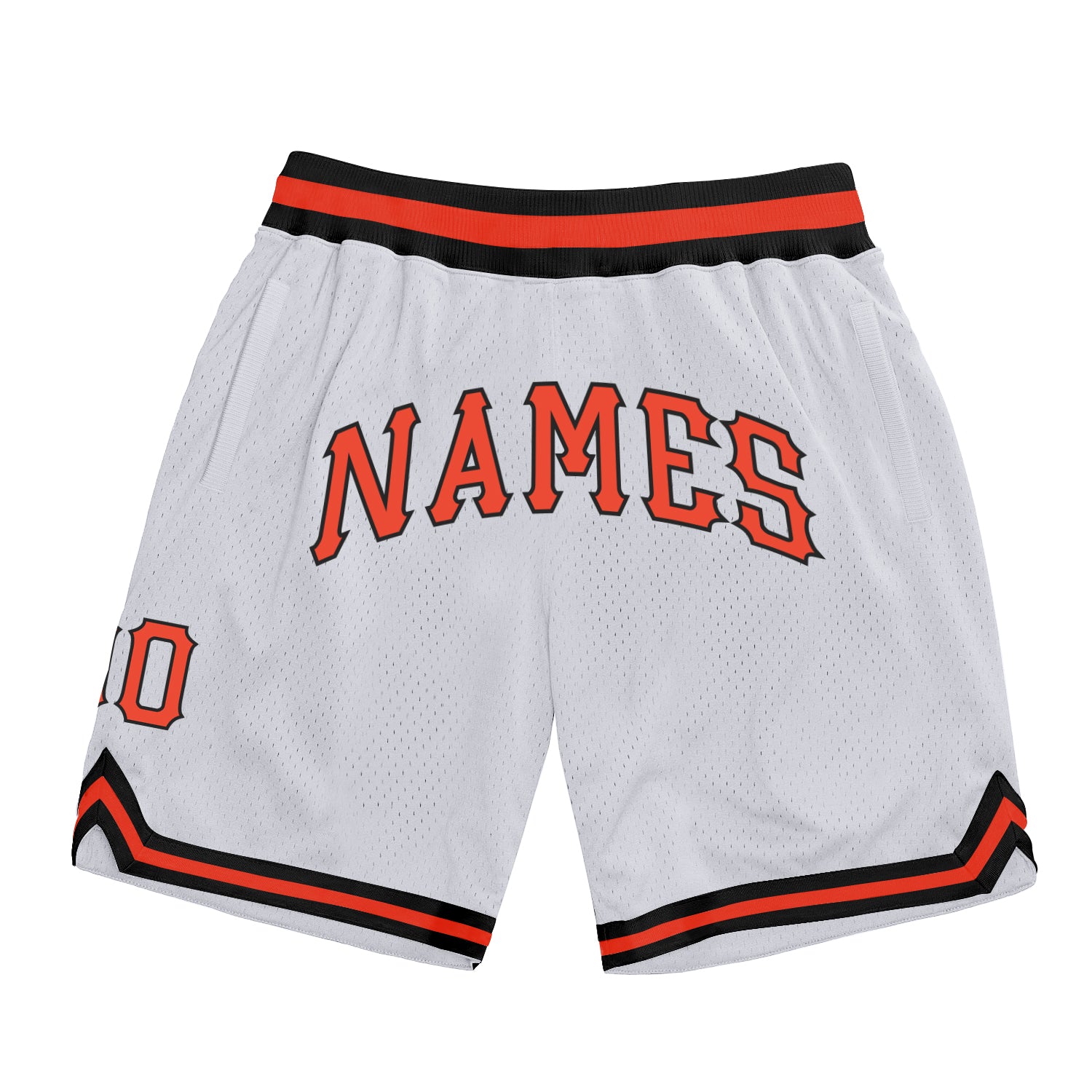 white and orange basketball shorts