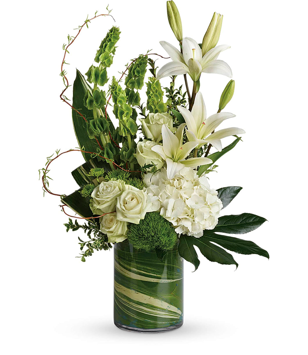Arreglo con Lirios y Rosas Blancas – Tesoro Floral