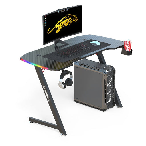 MIUZ RGB LED Gaming Desk Computer Home Office Writing Desk Racer Table