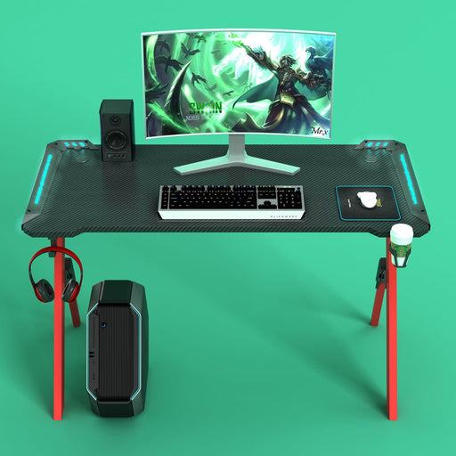 l shaped gaming desk red