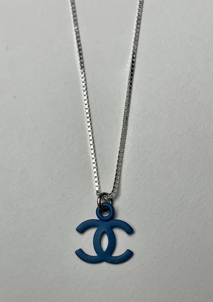 Reworked Powder Blue Logo Dainty Gold Necklace – GLASS