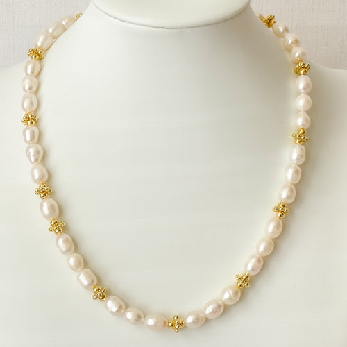 Pearl and Gold Mala Necklace