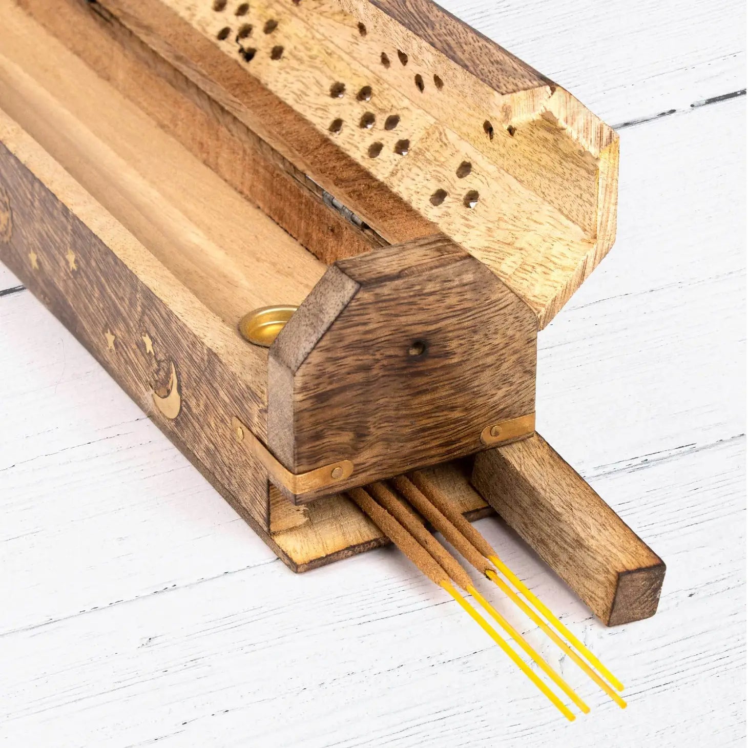Moon & Stars Wooden Incense Box
