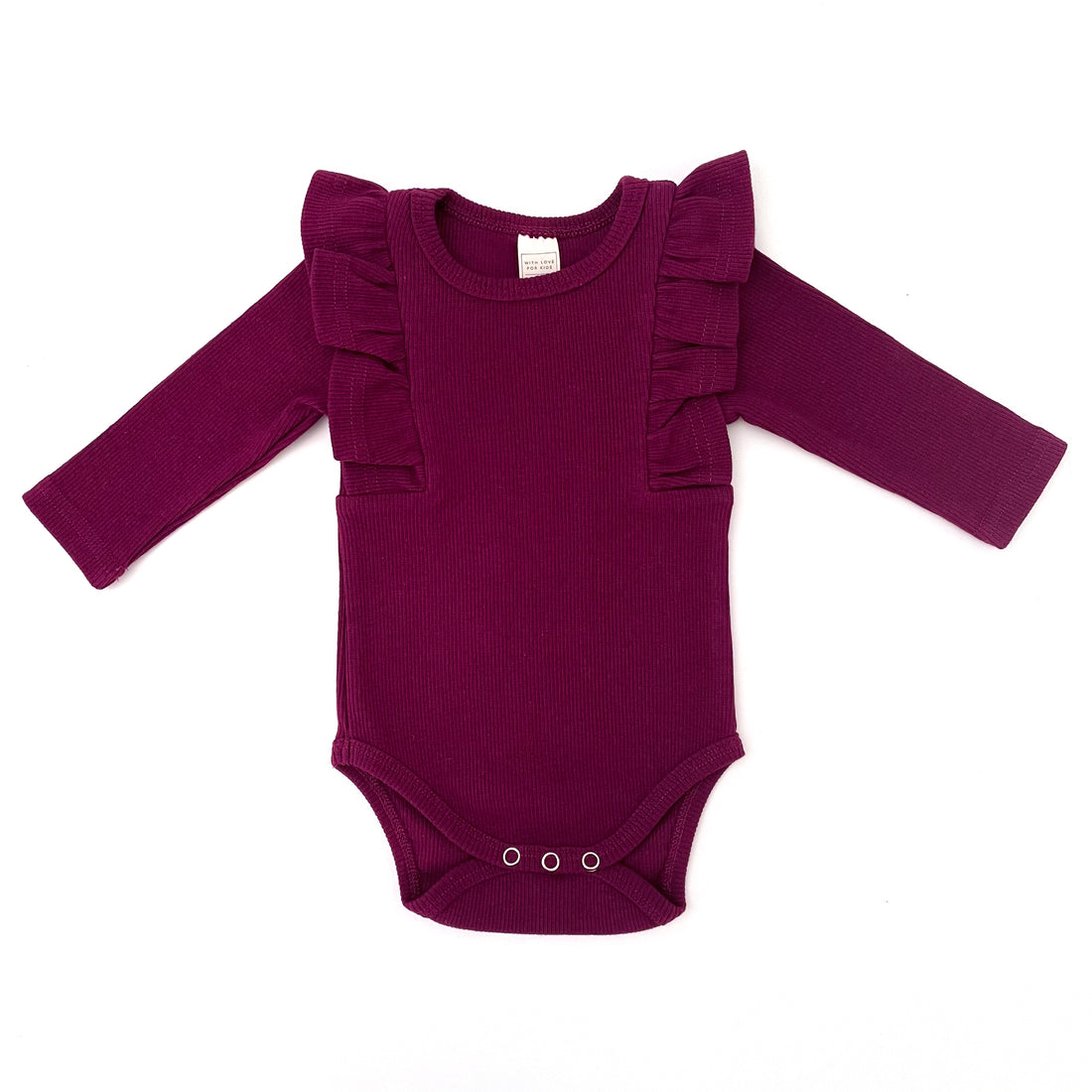 BASICS THICK Shimmy Ribbed Long Sleeve Onesie/Top - EGGPLANT – With ...