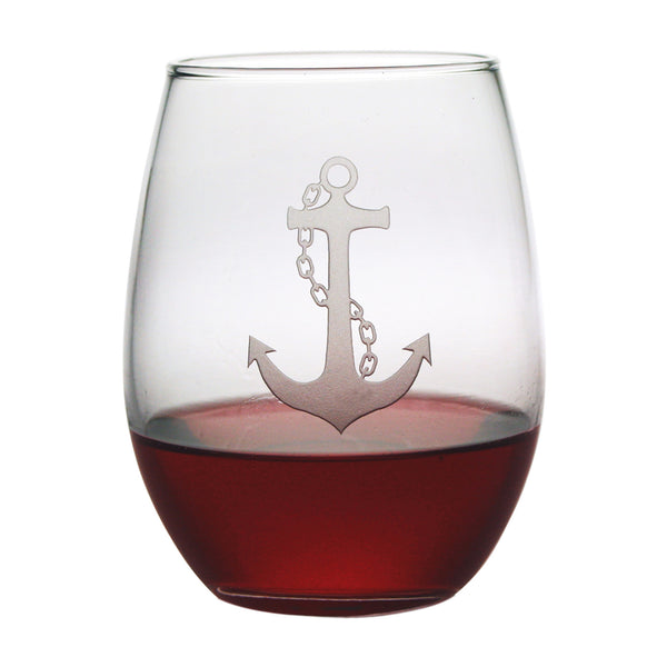 Anchor Stemless Wine Glasses ~ Set of 4