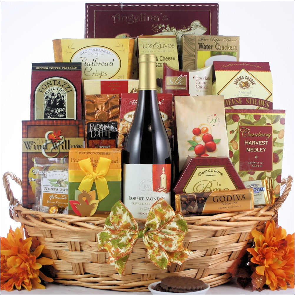 Traditional Thanksgiving Wishes Gourmet Thanksgiving Wine Gift Basket