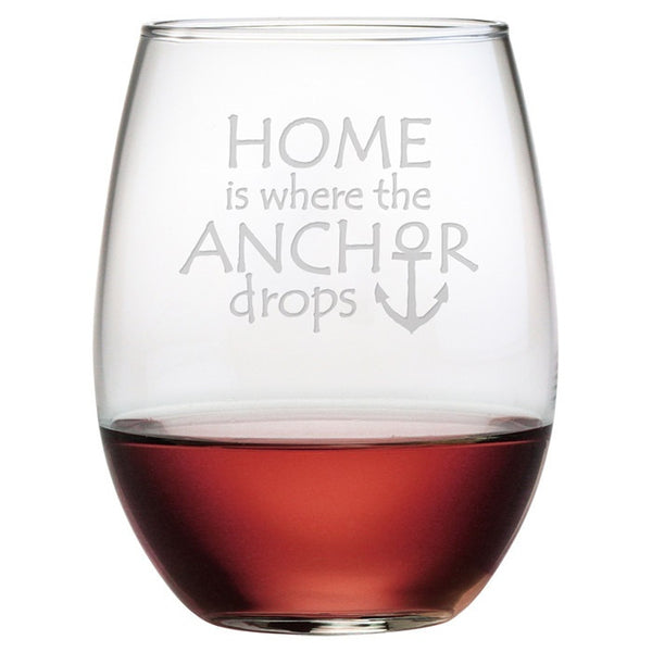Home is Where the Anchor Drops Stemless Wine Glasses