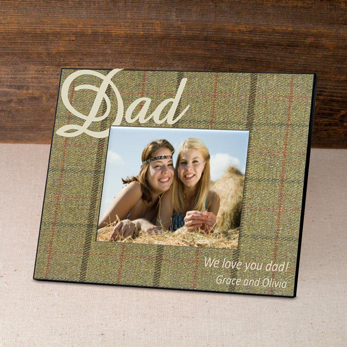 Father's Day Picture Frame : Personalized Laser Engraved Wooden Picture Frame 8X10 ... : The word dad is printed at the bottom and has a hand painted look in whitewash lettering.