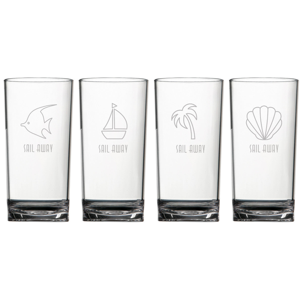 Sail Away Acrylic Highball Glasses - Set of 4