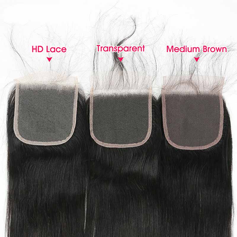 Malaysian Straight Human Hair Bundles With Lace Closure-3