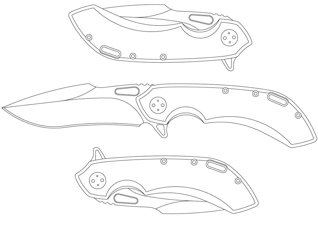 Чертеж ножа флип кнайф из стандофф 2 по частям