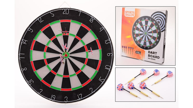 Sports Active Dartbord, 45x2 cm with 6 darts in box