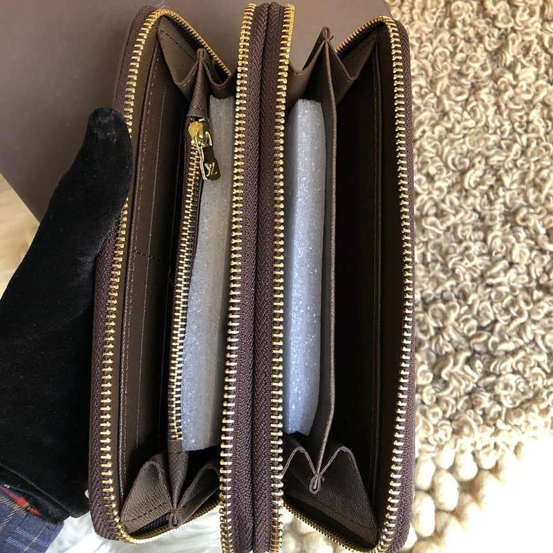 Louis Vuitton Mono Coffee Double Zipper Wallet – Online First Copy