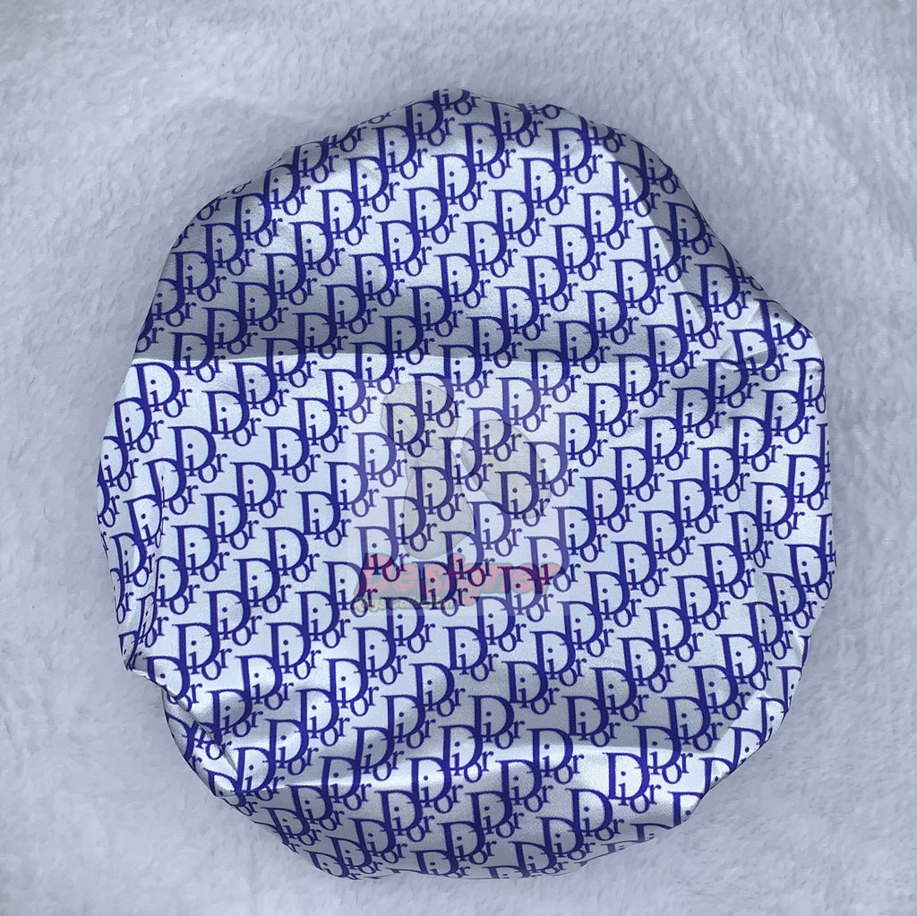 BLUE AND WHITE LV INSPIRED BONNET – THE RAG LADY