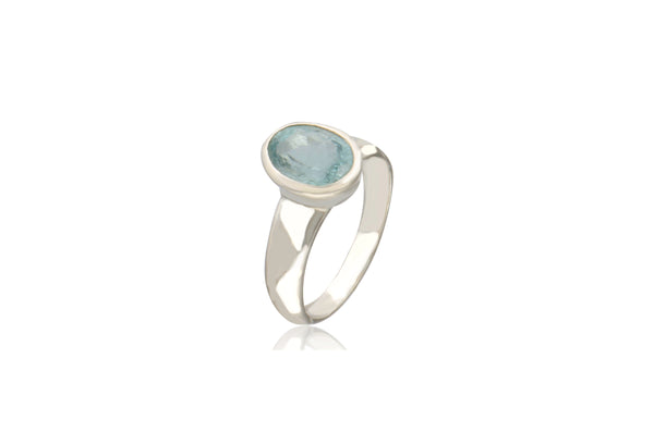 Sterling Silver Aquamarine Oval Ring