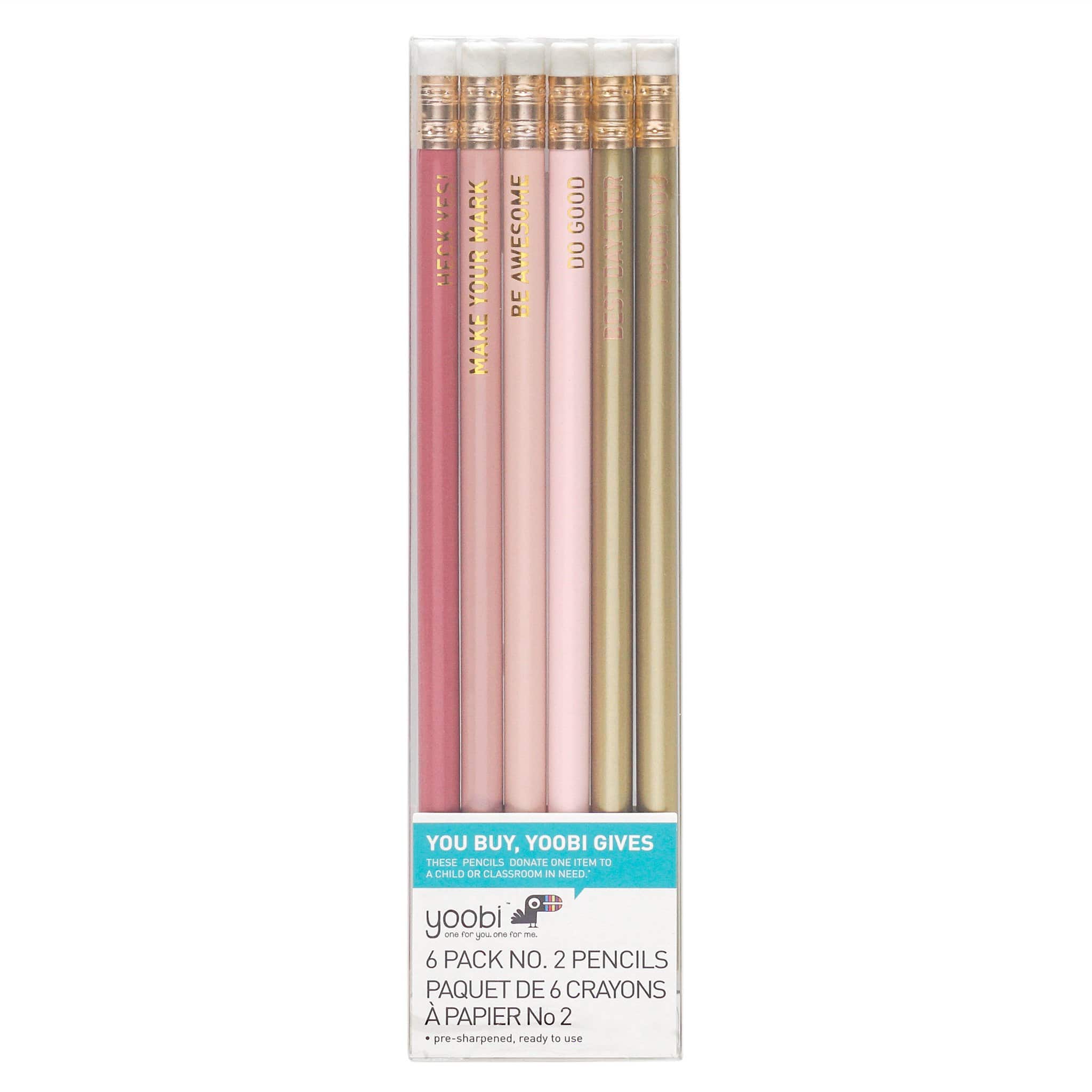 No 2 Pencils, 6 Pack - Blush Ombre