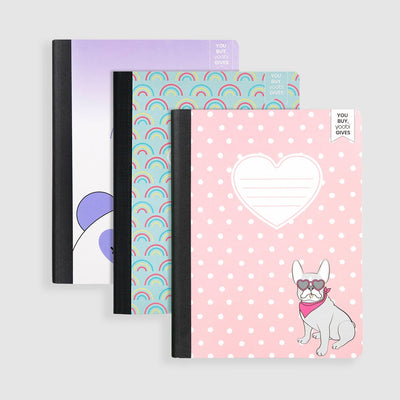 Colorful 3-Pack Composition Books, College-ruled – Yoobi