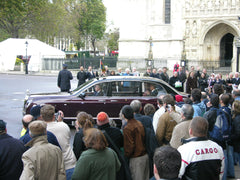 Queen Elizabeth and Prince Philip in car